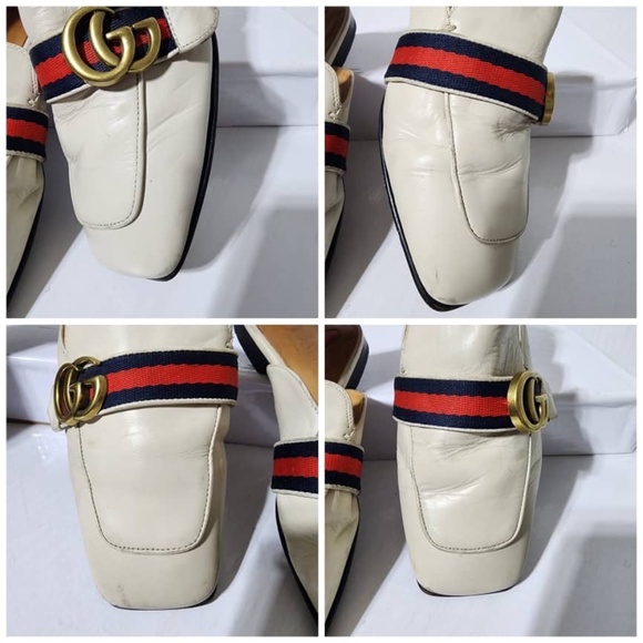 Authentic Gucci Double G Logo Leather Mules Off-White Size 40 - Picture 6 of 12
